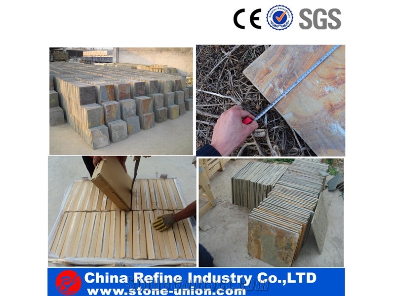 Natural Culture Slate Tile , Square Floor Tiles & Rusty Slate , Slate Pattern Covering , Natural Rusty Roof Tiles
