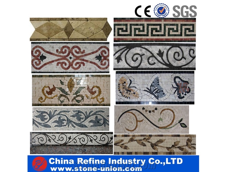 New Design Mosaic Medallions Line,Mosaic Border Line, Water Jet Medallion for High End Hotel Hall Floor or Wall Covering