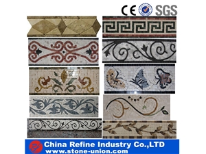 New Design Mosaic Medallions Line,Mosaic Border Line, Water Jet Medallion for High End Hotel Hall Floor or Wall Covering
