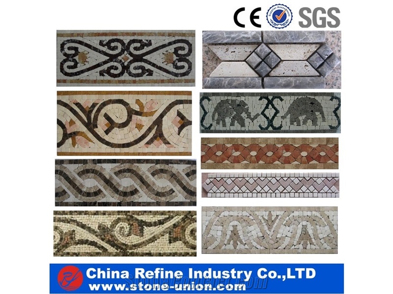 New Design Mosaic Medallions Line,Mosaic Border Line, Water Jet Medallion for High End Hotel Hall Floor or Wall Covering