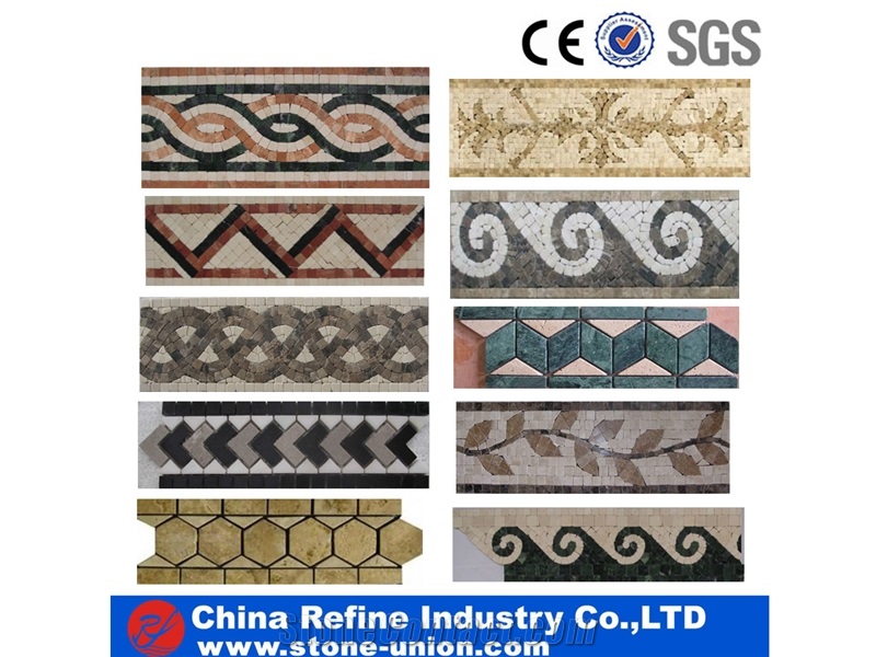 New Design Mosaic Medallions Line,Mosaic Border Line, Water Jet Medallion for High End Hotel Hall Floor or Wall Covering