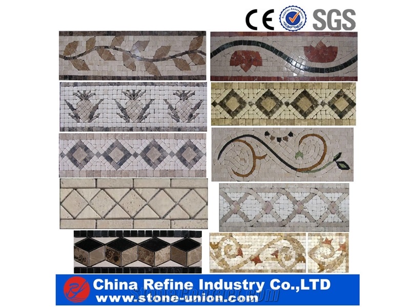 New Design Mosaic Medallions Line,Mosaic Border Line, Water Jet Medallion for High End Hotel Hall Floor or Wall Covering