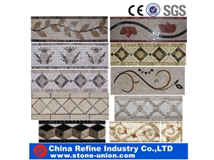 New Design Mosaic Medallions Line,Mosaic Border Line, Water Jet Medallion for High End Hotel Hall Floor or Wall Covering