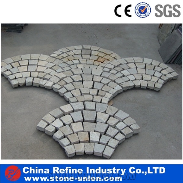 Pavers on Mesh for Walkway Garden Stepping,Cheap Beige Slate Flooring Tiles,Slate Tiles on Mesh,Garden Stepping Pavements,Slate Crazy Paver on Mesh