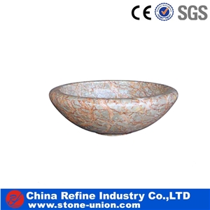 Pink Nature Marble Round Shape Bath Basins,