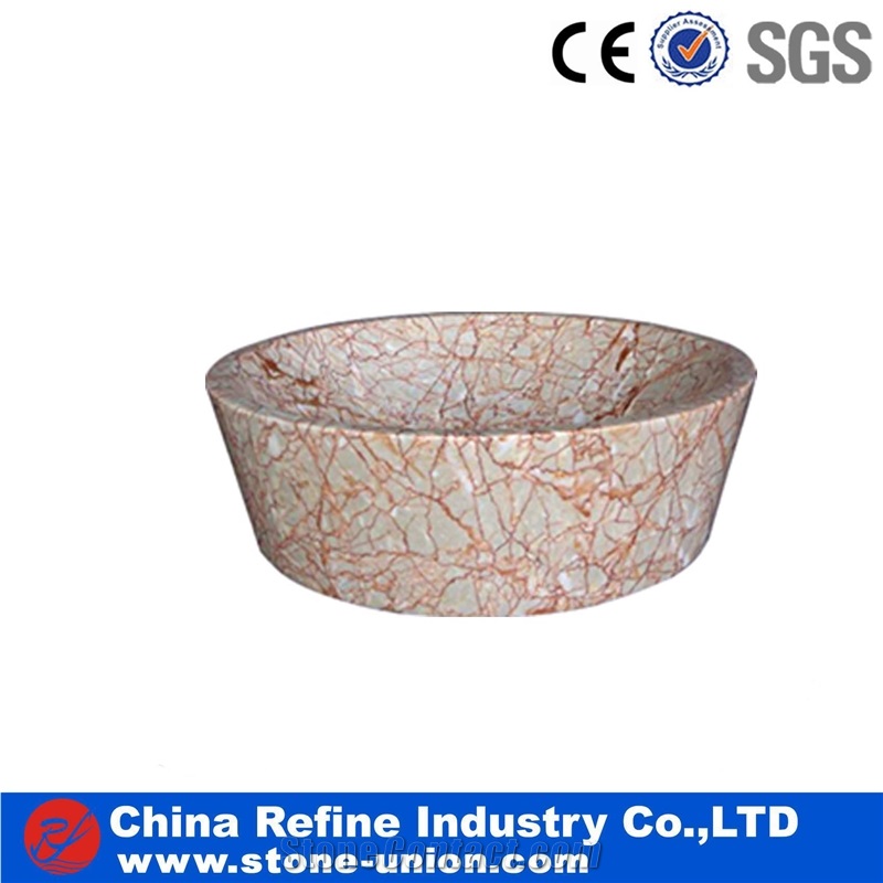 Pink Nature Marble Round Shape Bath Basins,