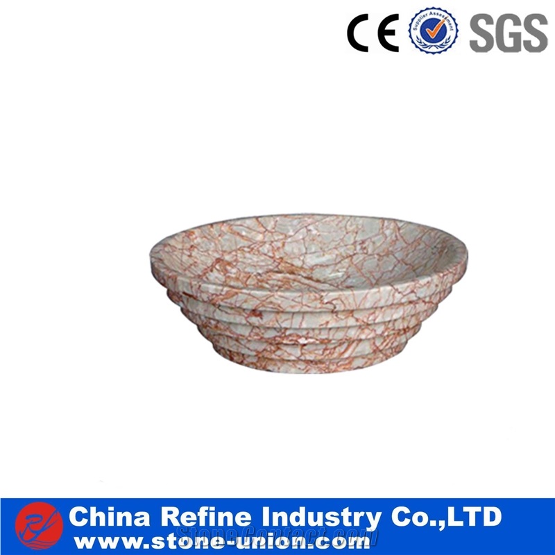 Pink Nature Marble Round Shape Bath Basins,