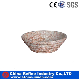 Pink Nature Marble Round Shape Bath Basins,