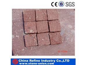 Red Granite Cube Stone China Red Granite , Red Granite Pavers Tiles , Granite Square Driveway Tiles & Outdoor Decorated Floor Granite Tiles