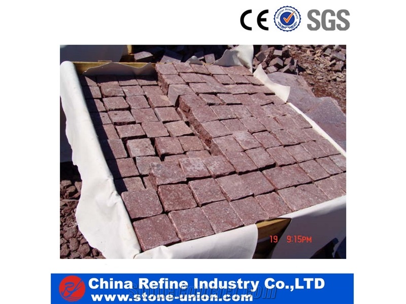Red Granite Cube Stone China Red Granite , Red Granite Pavers Tiles , Granite Square Driveway Tiles & Outdoor Decorated Floor Granite Tiles