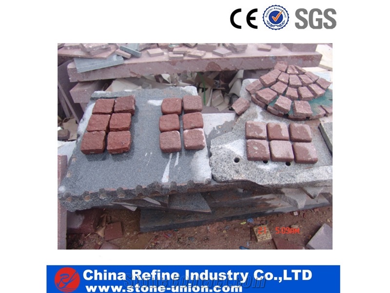 Red Granite Cube Stone China Red Granite , Red Granite Pavers Tiles , Granite Square Driveway Tiles & Outdoor Decorated Floor Granite Tiles