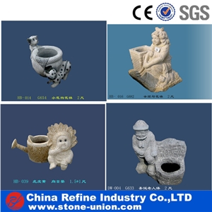 Seashell Stone Flower Pot, Yellow Granite Sculpture & Statue,Garden Flower Pot,Stone Planters , Flower Vase, Flower Stand, Exterior Flower Vase