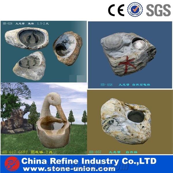Seashell Stone Flower Pot, Yellow Granite Sculpture & Statue,Garden Flower Pot,Stone Planters , Flower Vase, Flower Stand, Exterior Flower Vase