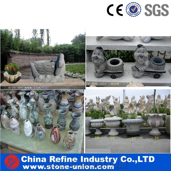 Seashell Stone Flower Pot, Yellow Granite Sculpture & Statue,Garden Flower Pot,Stone Planters , Flower Vase, Flower Stand, Exterior Flower Vase