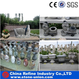 Seashell Stone Flower Pot, Yellow Granite Sculpture & Statue,Garden Flower Pot,Stone Planters , Flower Vase, Flower Stand, Exterior Flower Vase