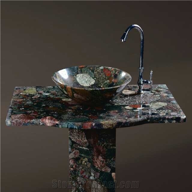 Gatherstones Granite Pedestal Sinks & Basins, Round Sinks, Wash Bowls