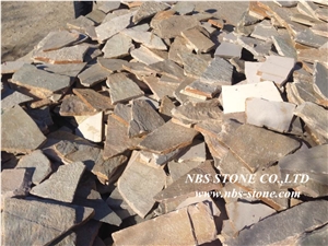 Yellow Slate Flagstone, Irregular Flagstones, Flagstone Road Paving
