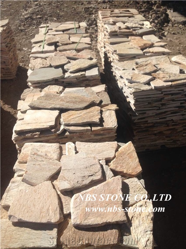 Yellow Slate Flagstone, Irregular Flagstones, Flagstone Road Paving