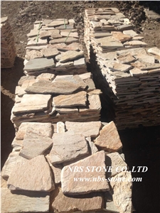 Yellow Slate Flagstone, Irregular Flagstones, Flagstone Road Paving