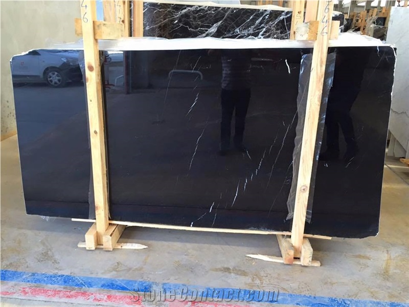 Alexandrette Black Marble Tiles, Slabs