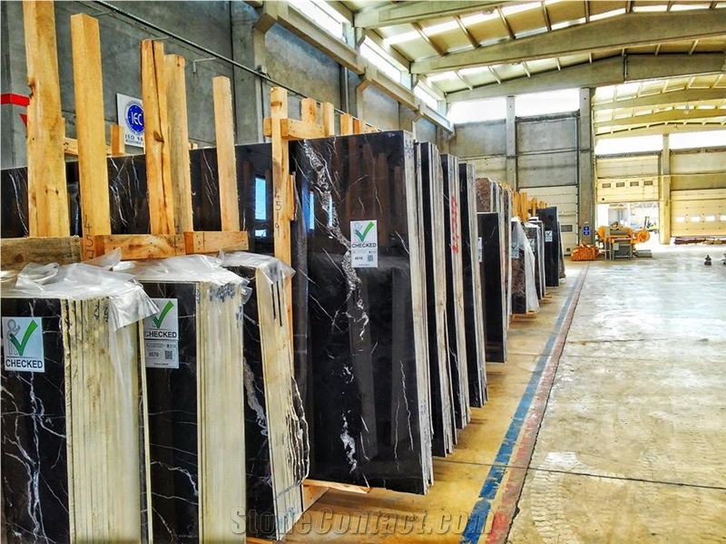 Alexandrette Black Marble Tiles, Slabs