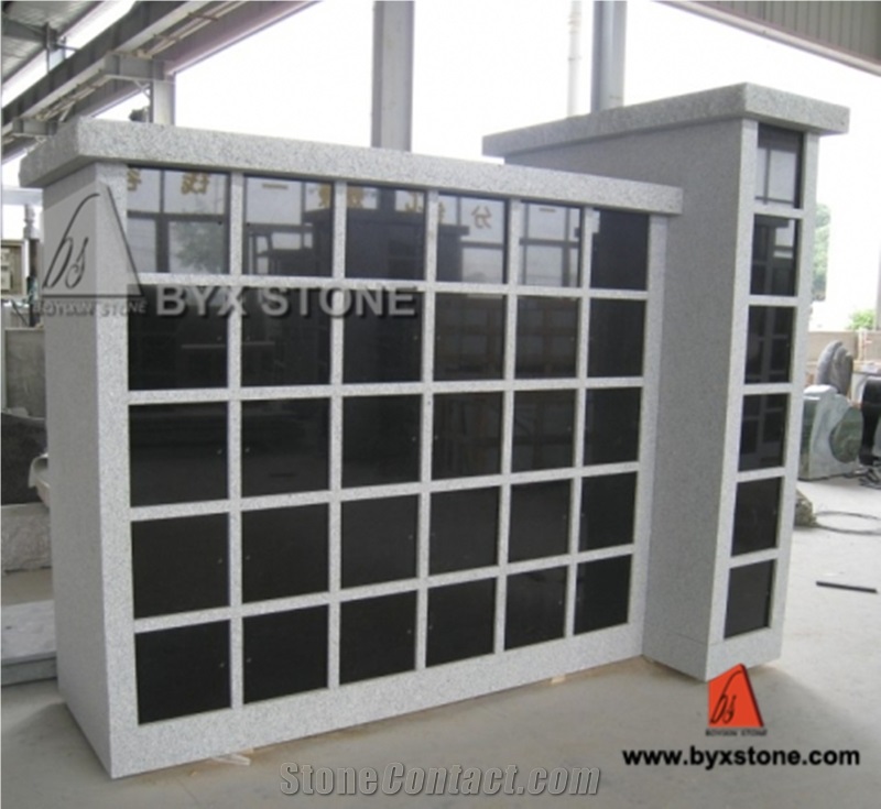 Grey Granite Memorial Cremation Niches Columbarium / Columbaria