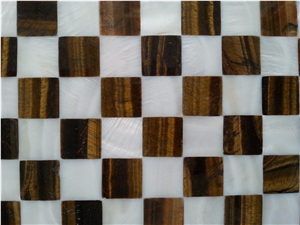 Tiger Yellow Gem Stone with Shell Gem Stone Wall Mosaic Tiger Yellow Gem Stone with Shell Gem Stone Wall Mosaic