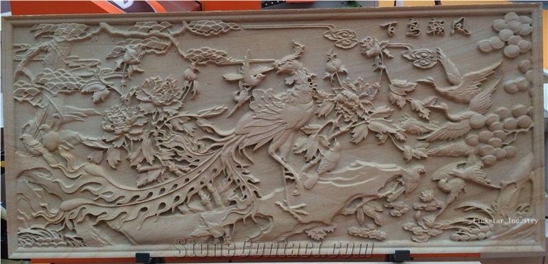 3d Sculpture Sandstone Wall Feature Tile, Beige Sandstone Relief & Etching