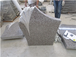 Bainbrook G664 Granite Tombstones, China Cheap Mountain Brown Engraved Headstones with Flowers, Trees, Cemtery Tombstones for Hungary Market