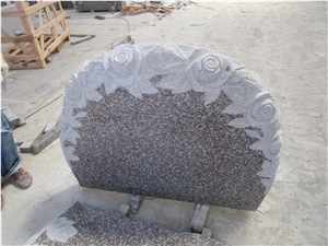 Bainbrook G664 Granite Tombstones, China Cheap Mountain Brown Engraved Headstones with Flowers, Trees, Cemtery Tombstones for Hungary Market