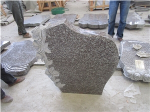 Bainbrook G664 Granite Tombstones, China Cheap Mountain Brown Engraved Headstones with Flowers, Trees, Cemtery Tombstones for Hungary Market