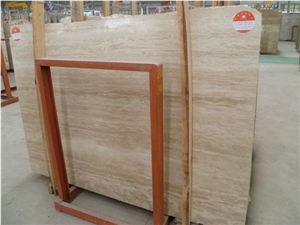 Beige Travertine Polished Big Slabs, Luxary Natural Decorative Stone, Competitive Price