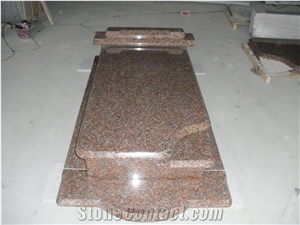 China Cheap Popular G562 Maple Guilin Red Granite Tombstones, Monument Design, Single for Poland Market, Western Style Gravestone, Cemetery Funeral Stone Use, Family Tombstones