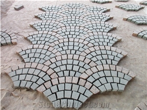China Popular Cheap G654 Padang Dark Grey + G562 Maple Red Granite Flamed+ Natural Split Cube Stone Mesh Paving Sets, Cobble Stone Mesh Garden Stepping Pavements, Walkway, Driveway, Patio Pavers