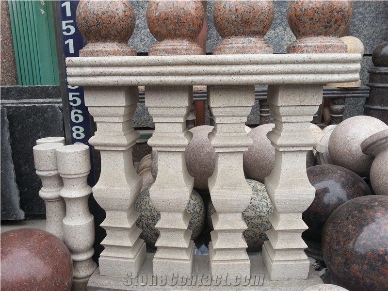 G681 Granite Balusters, China Cheap Pink Granite Balustrades, Granite Handrail Railings