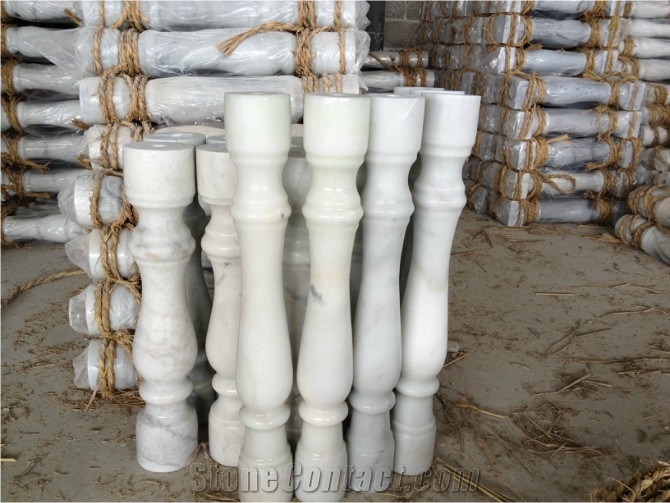 Guangxi White Marble Balusters, China Cheap White Marble Balustrades, Marble Handrail Railings