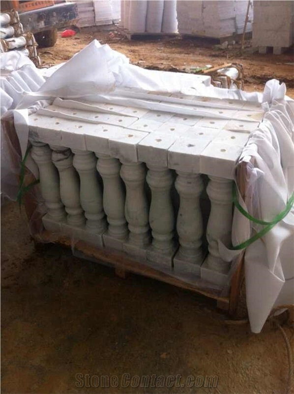 Guangxi White Marble Balusters, China Cheap White Marble Balustrades, Marble Handrail Railings