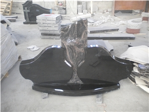 Indian Aurora and Absolute Black Granite Tombstones, Monuments; Composite Monuments for Lithuanian Market, Western Style Monuments Design