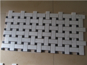Natural Marble Carrara White & Nero Marquina Mosaic White Color with Black Dots