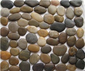 Natural White Black Yellow Red River Stone Pebble Stone on Net Tile 12x12 Polished Price