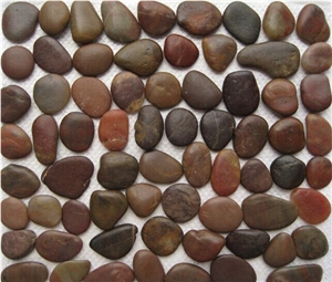 Natural White Black Yellow Red River Stone Pebble Stone on Net Tile 12x12 Polished Price