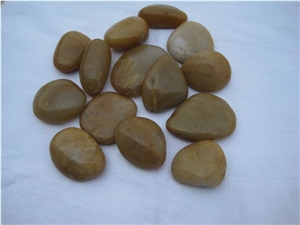 Natural Yellow River Stone Pebble Stone High Polished Super Grade Luxary Indoor Decorative Stone Landscape Stone