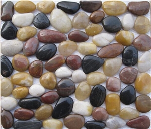 River Stone Pebble Stone on Net Tile 12x12 Polished Natural Decorative Stone