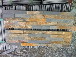 Rusty & Yellow Slate Culture Stone for Wall Cladding, Cheap China Slate Culture Stone, Stacked Stone Veneer