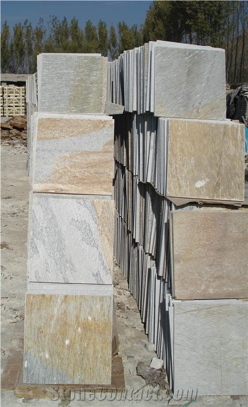 Yellow Slate Tiles, Wood Like Slate Wall Cladding Tiles, Yellow Slate Floor Tiles