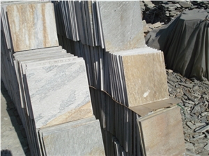 Yellow Slate Tiles, Wood Like Slate Wall Cladding Tiles, Yellow Slate Floor Tiles