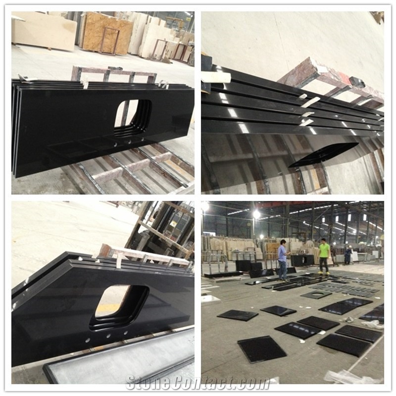 Absolute Black Quartz Kitchen Countertop