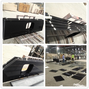 Absolute Black Quartz Kitchen Countertop
