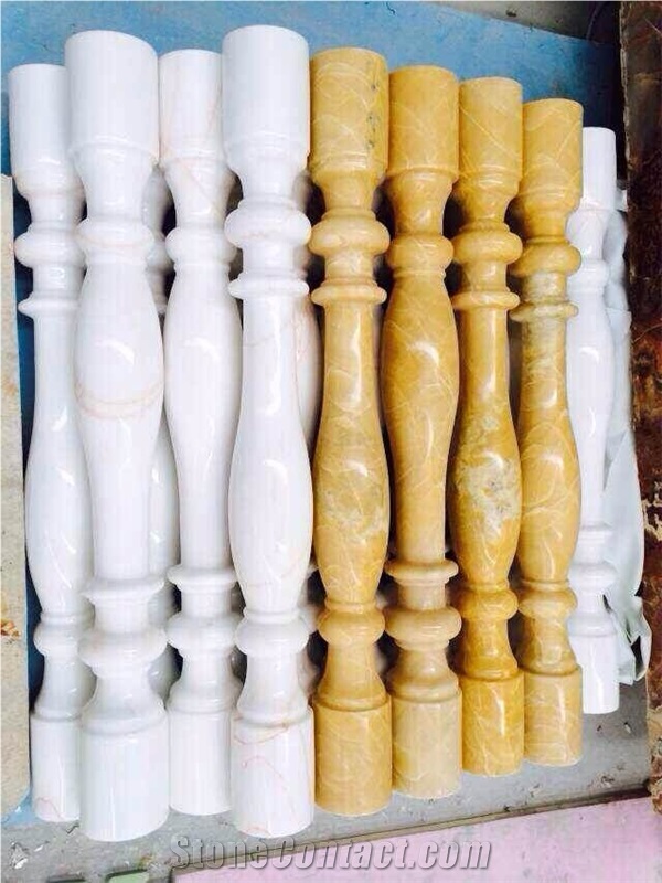 White Marble Balustrade & Railings, Natural Stone Staircase Rails