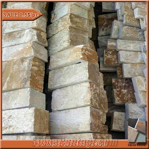 Cultured Stone Walling Corner Stone, Natural Yellow Quartzite Walling Rock
